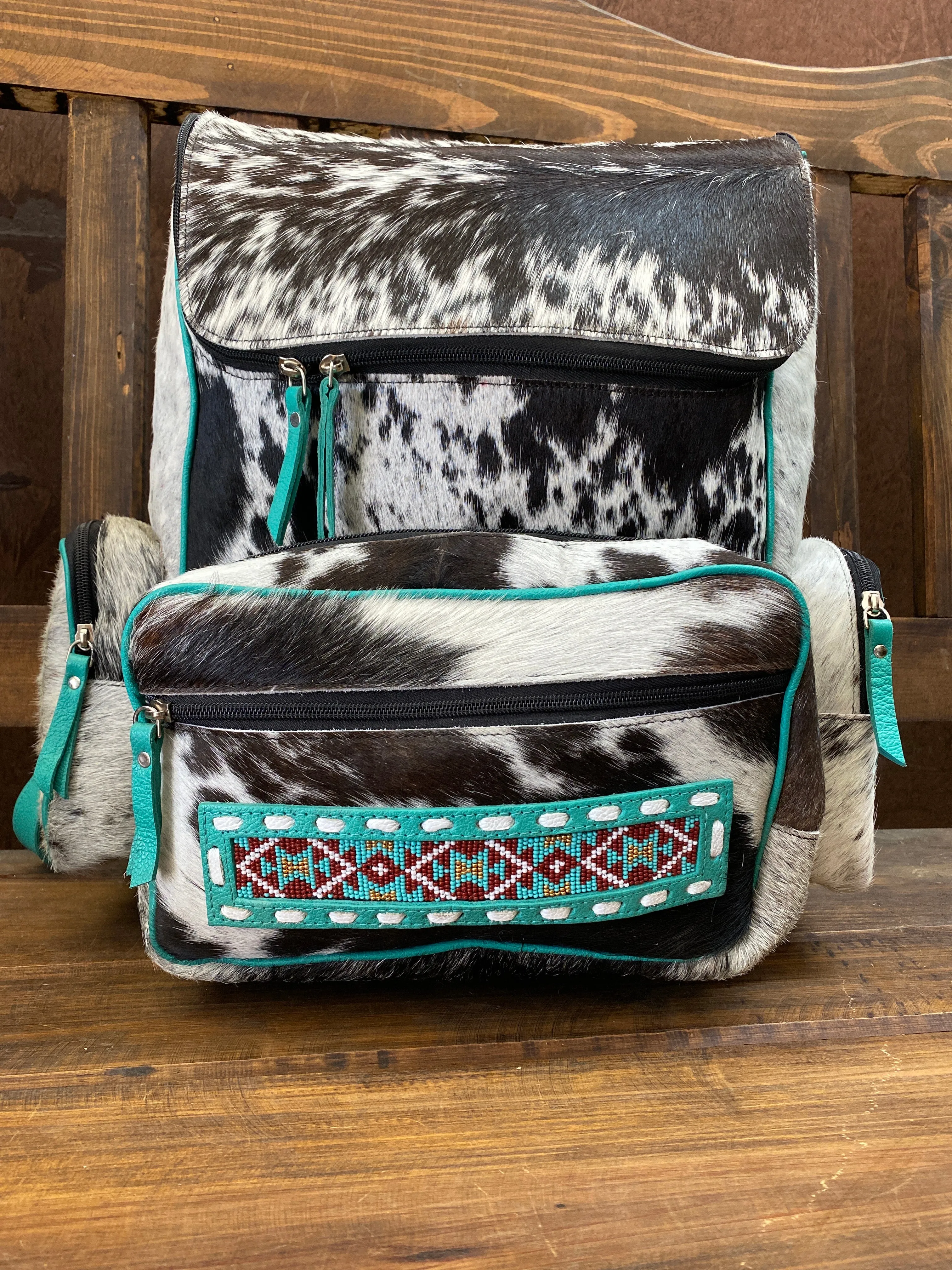 Teal Beaded Backpack