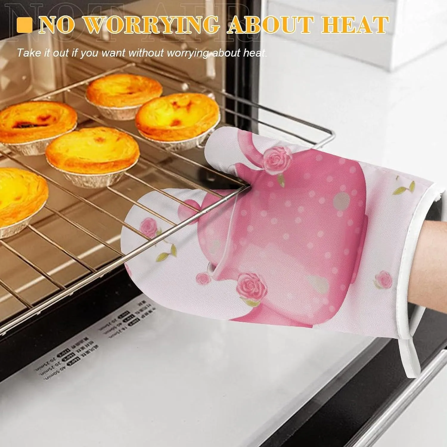 Teapot Oven Mitts and Pot Holders 2 Set, Heat Resistant Kitchen Glove with Quilted Liner, Non-Slip Oven Gloves for Baking Cooking