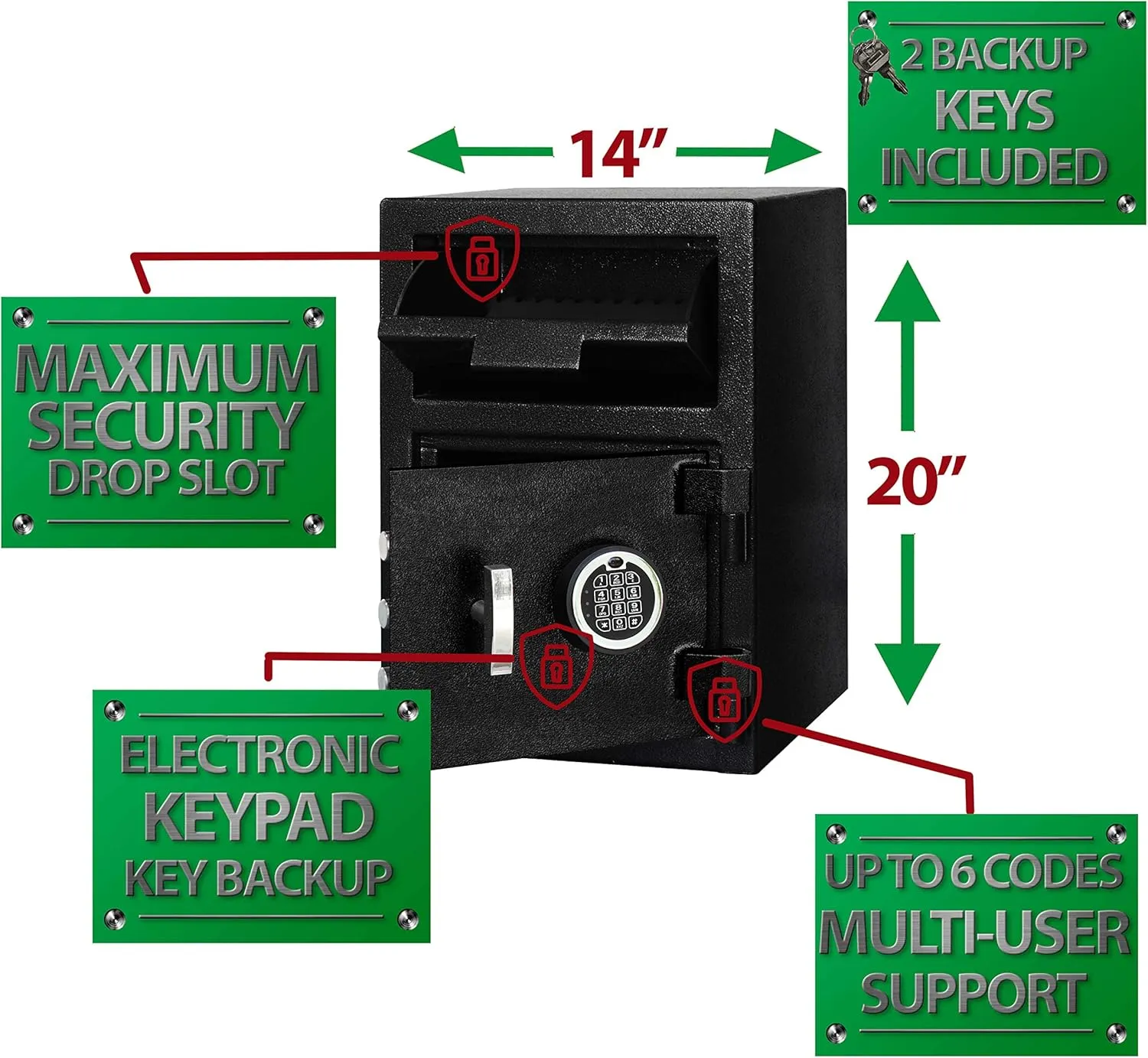 Templeton Safes Standard Depository Drop Slot Safe with Electronic Keypad Combination & Key Backup, 1.12 CBF