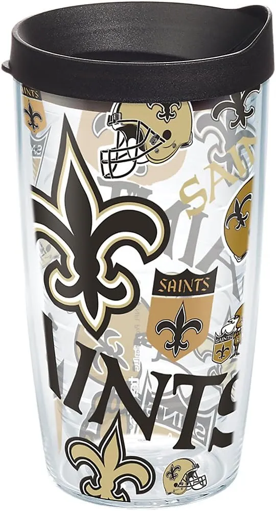 Tervis Made in USA Double Walled NFL New Orleans Saints Insulated Tumbler Cup Keeps Drinks Cold & Hot, 16oz, All Over