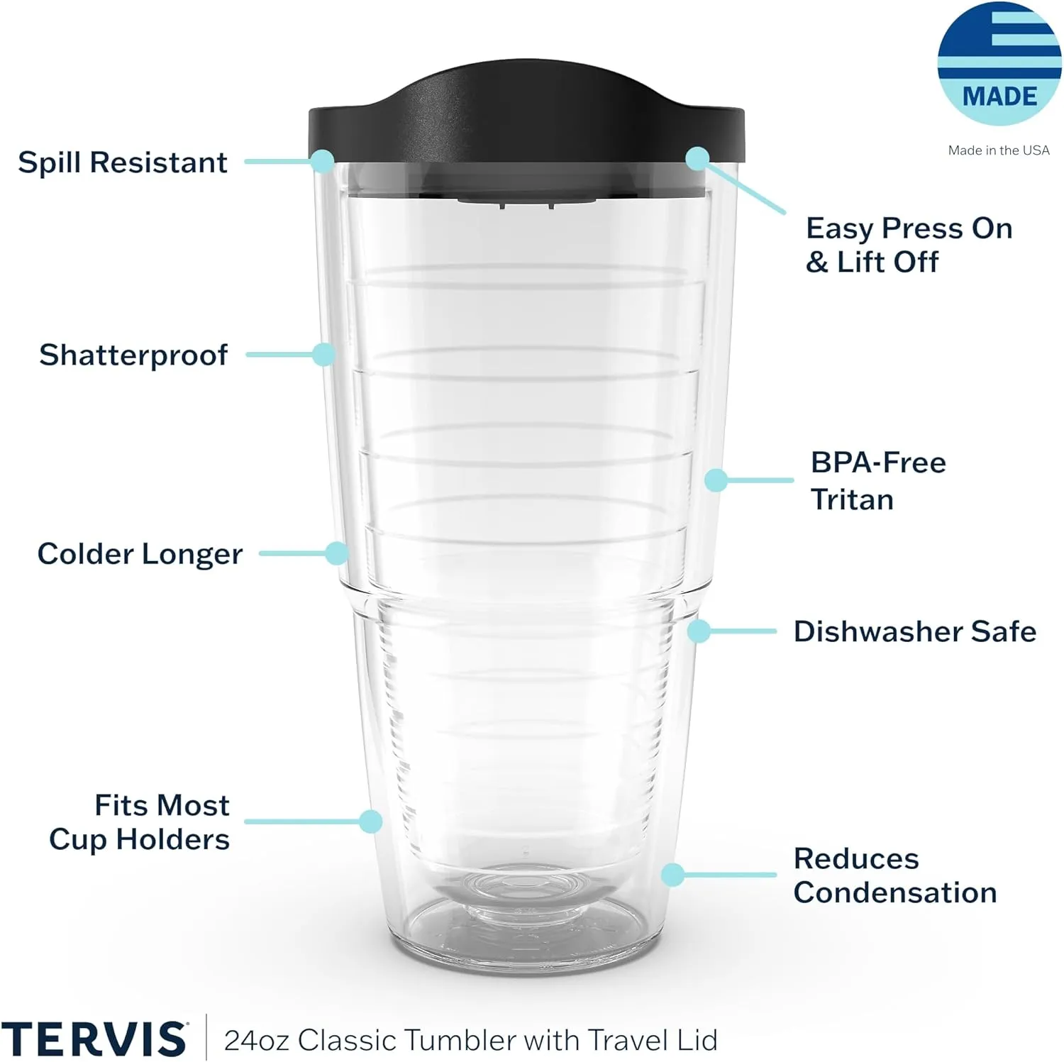 Tervis NFL New England Patriots - All Over Made in USA Double Walled Insulated Tumbler Travel Cup Keeps Drinks Cold & Hot, 24oz, Classic