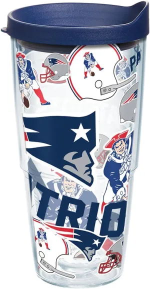 Tervis NFL New England Patriots - All Over Made in USA Double Walled Insulated Tumbler Travel Cup Keeps Drinks Cold & Hot, 24oz, Classic