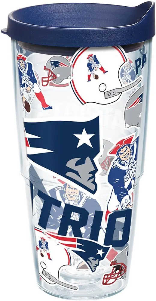 Tervis NFL New England Patriots - All Over Made in USA Double Walled Insulated Tumbler Travel Cup Keeps Drinks Cold & Hot, 24oz, Classic