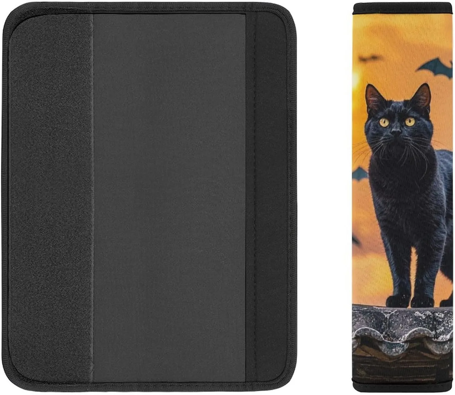 The Black Cat is Pacing on The Roof Auto Seat Belt Cover 2PCS Universal Car Seat Belt Shoulder Protector Pad, Protect Your Shoulders and Neck for Car Seat Belt, Shoulder Bag, Backpack