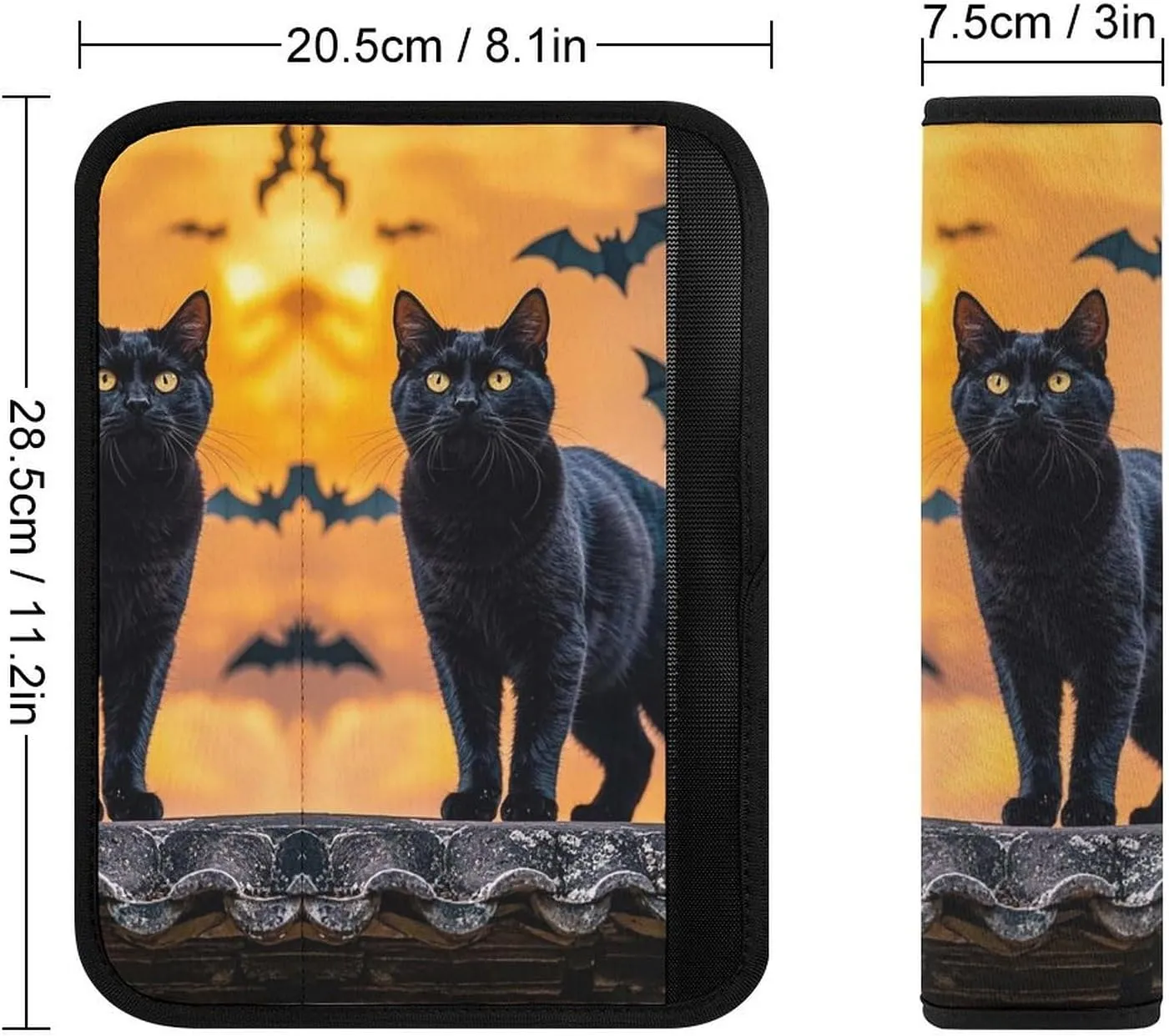 The Black Cat is Pacing on The Roof Auto Seat Belt Cover 2PCS Universal Car Seat Belt Shoulder Protector Pad, Protect Your Shoulders and Neck for Car Seat Belt, Shoulder Bag, Backpack