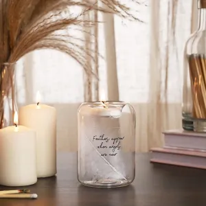 Thoughts of You Feather Glass Tea Light Holder - Feathers
