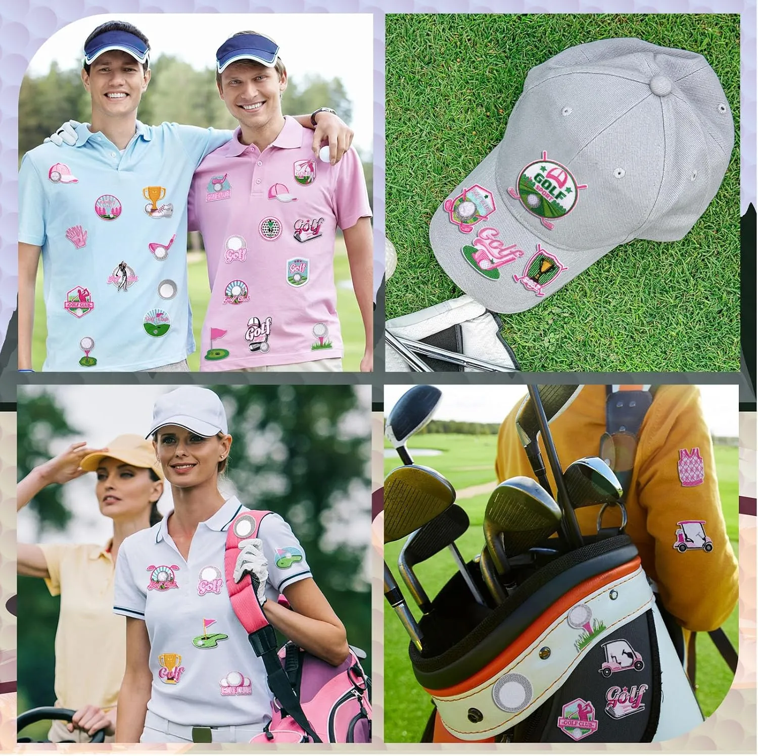 Tigeen 48 Pcs Pink Golf Iron on Patches Sports Embroidery Applique Pink and Green Golf Ball Sewing Patches for Clothing, Jackets, Jeans, Bags, Dress, Hats DIY Applique Emblem Accessory