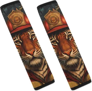 Tiger Firefighter Fashion Car Seat Belt Cover Pad for Shoulder Bag Camera Soft Comfort Accessories 2PCS