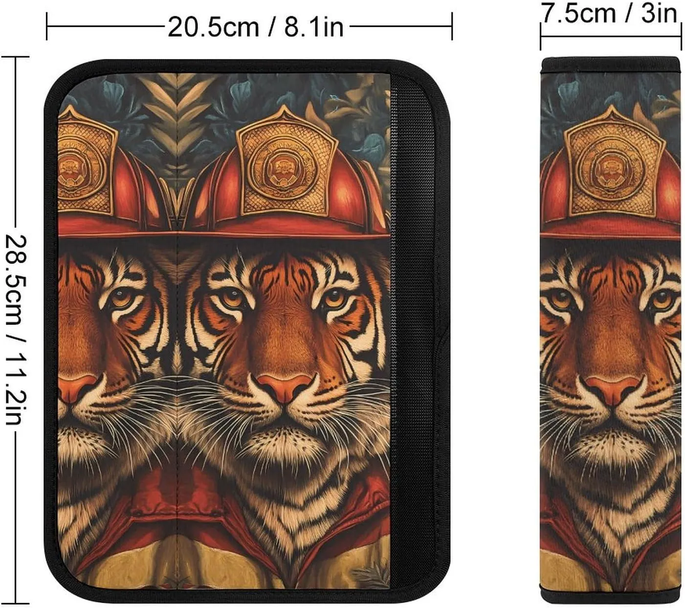Tiger Firefighter Fashion Car Seat Belt Cover Pad for Shoulder Bag Camera Soft Comfort Accessories 2PCS