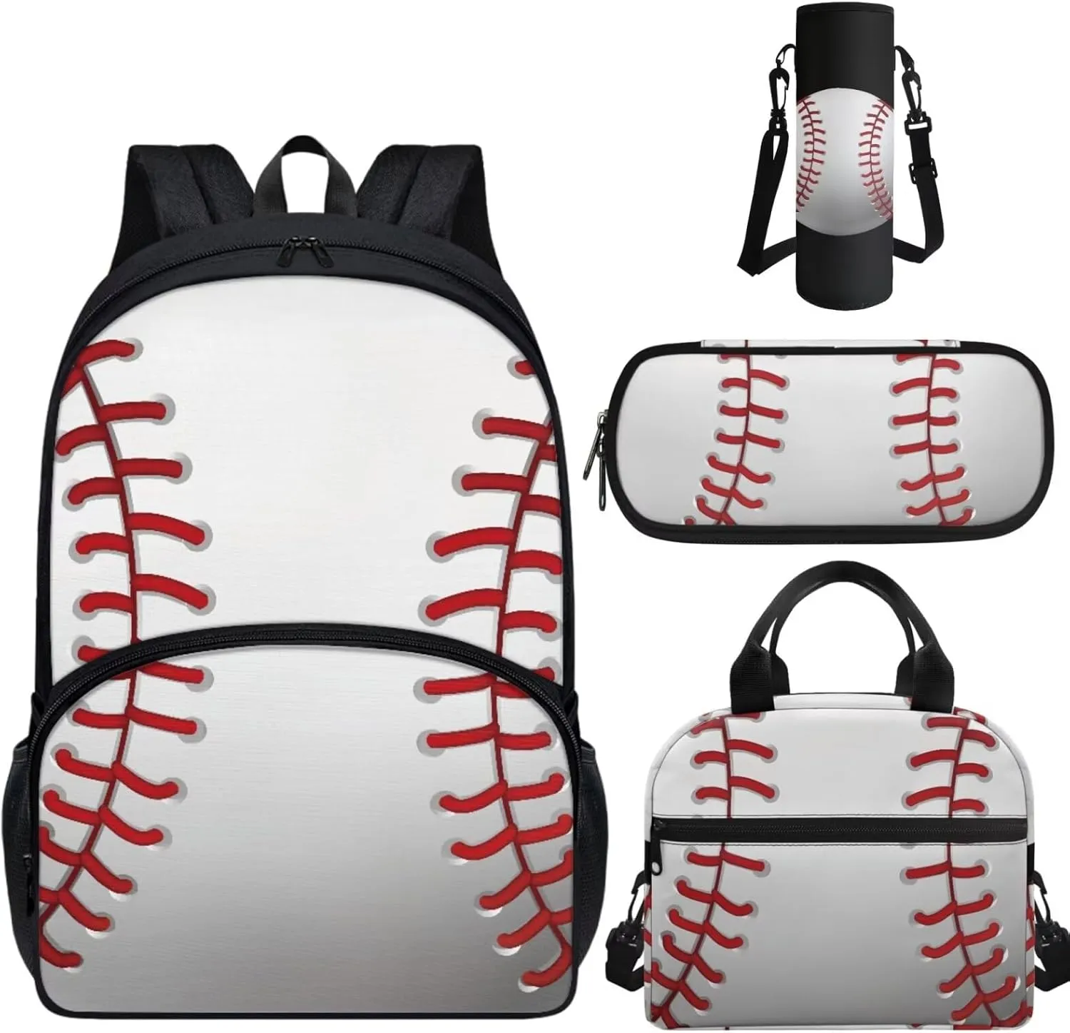 TOADDITDO Baseball Boys Backpack 10-12 Years Old with Lunch Bag Pencil Case Water Bottle Cover 6th Grade Kids Large School Bags Lightweight Casual Daypack Laptop Backpacks Rucksack Mochilas De NiñAs