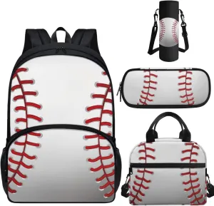 TOADDITDO Baseball Boys Backpack 10-12 Years Old with Lunch Bag Pencil Case Water Bottle Cover 6th Grade Kids Large School Bags Lightweight Casual Daypack Laptop Backpacks Rucksack Mochilas De NiñAs