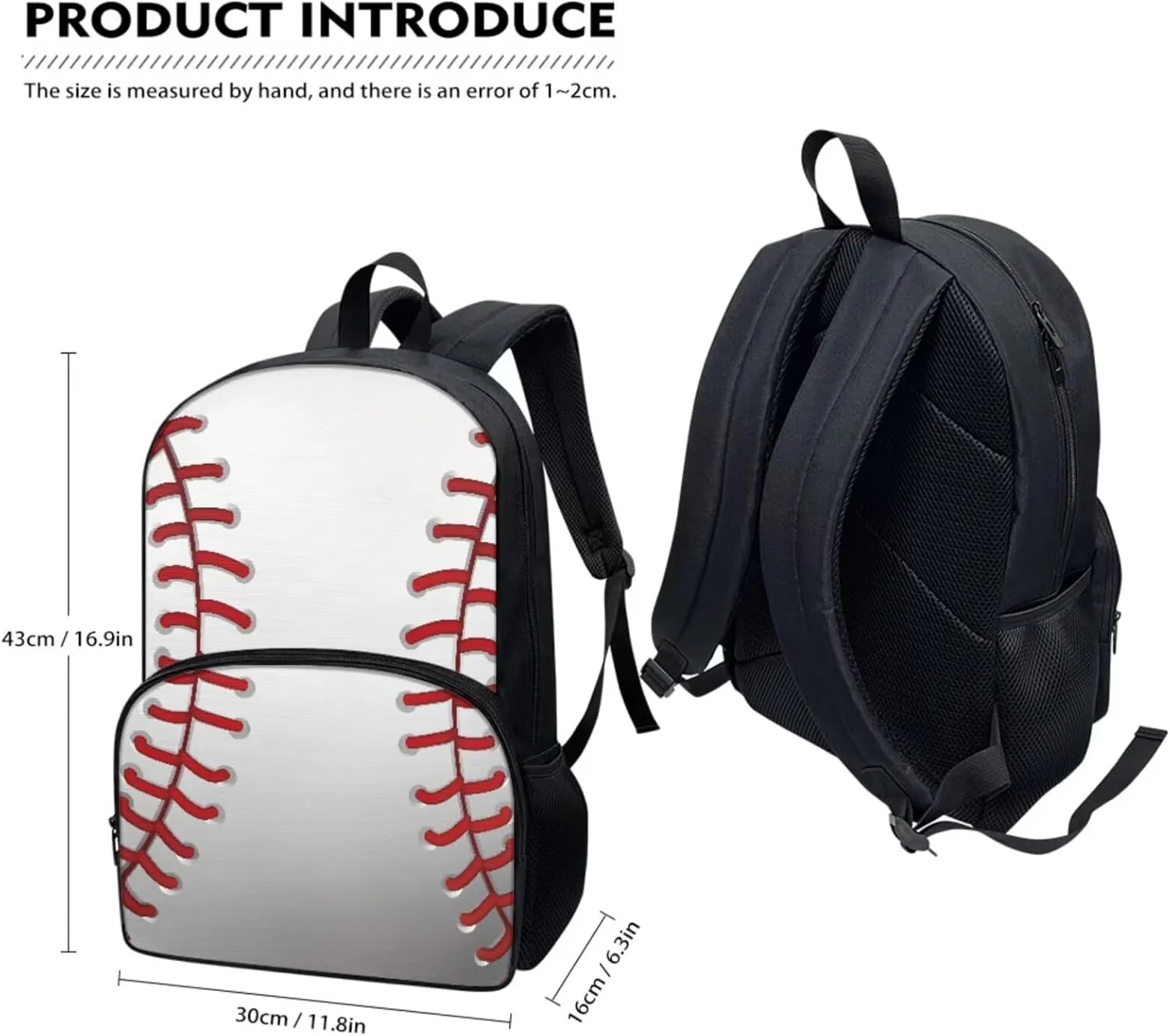 TOADDITDO Baseball Boys Backpack 10-12 Years Old with Lunch Bag Pencil Case Water Bottle Cover 6th Grade Kids Large School Bags Lightweight Casual Daypack Laptop Backpacks Rucksack Mochilas De NiñAs