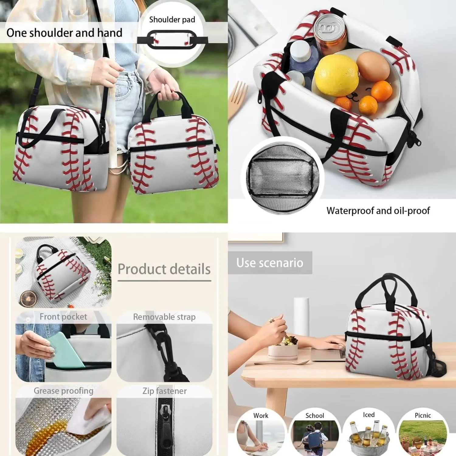 TOADDITDO Baseball Boys Backpack 10-12 Years Old with Lunch Bag Pencil Case Water Bottle Cover 6th Grade Kids Large School Bags Lightweight Casual Daypack Laptop Backpacks Rucksack Mochilas De NiñAs
