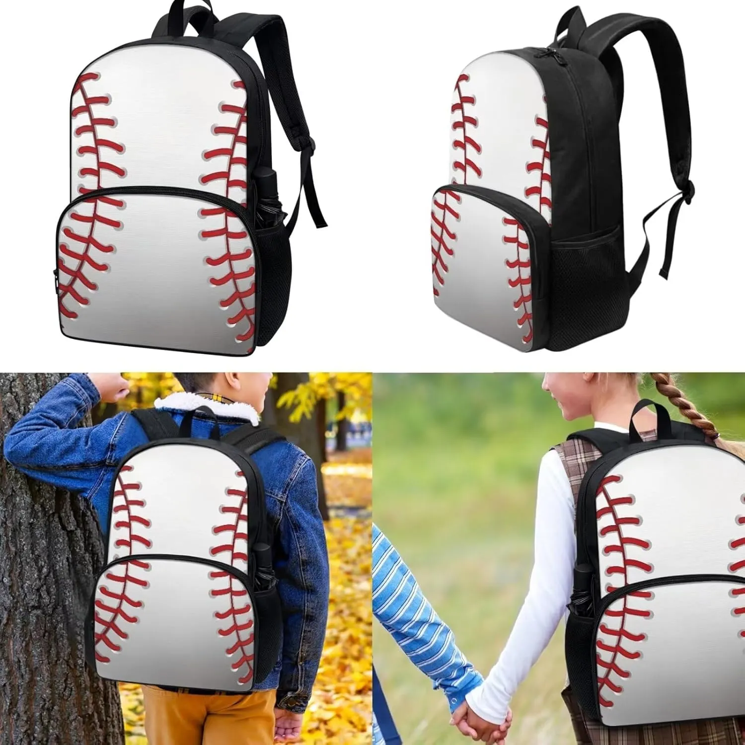 TOADDITDO Baseball Boys Backpack 10-12 Years Old with Lunch Bag Pencil Case Water Bottle Cover 6th Grade Kids Large School Bags Lightweight Casual Daypack Laptop Backpacks Rucksack Mochilas De NiñAs