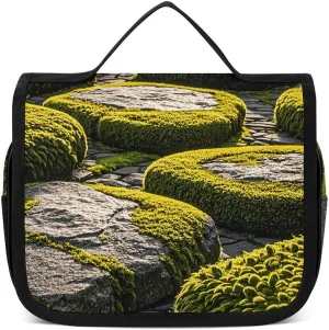 Toiletry Bag for Women Travel Toiletry Bag Moss Stone Pavement Cosmetic Organizer Bag Hanging Makeup Bag