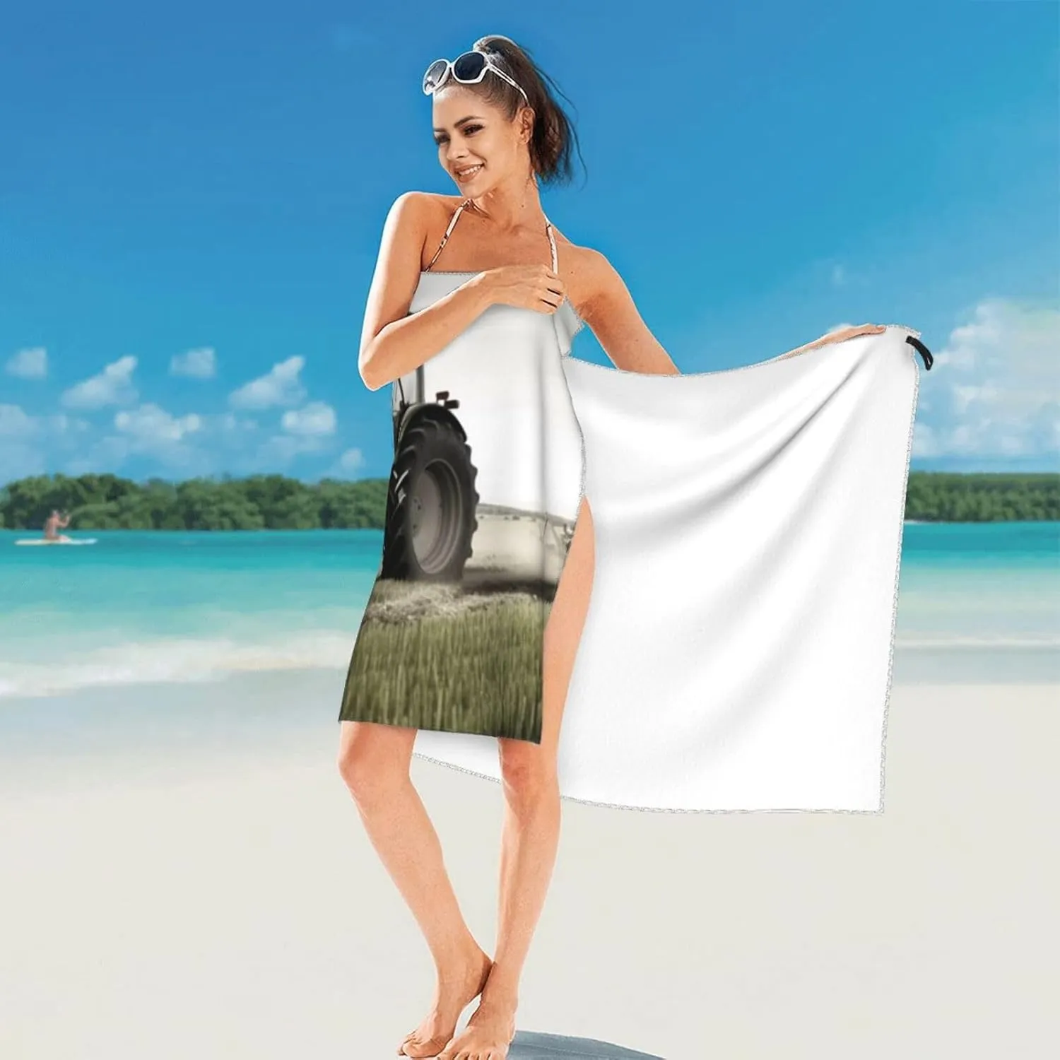 Tractor Agriculture Tranquil Beach Towel Sand Free Fast Drying Microfiber Travel Towel for Women Men Super Absorbent Camping Towels Soft Compact Gym Towel for Swimming Hiking 27.5"x55"
