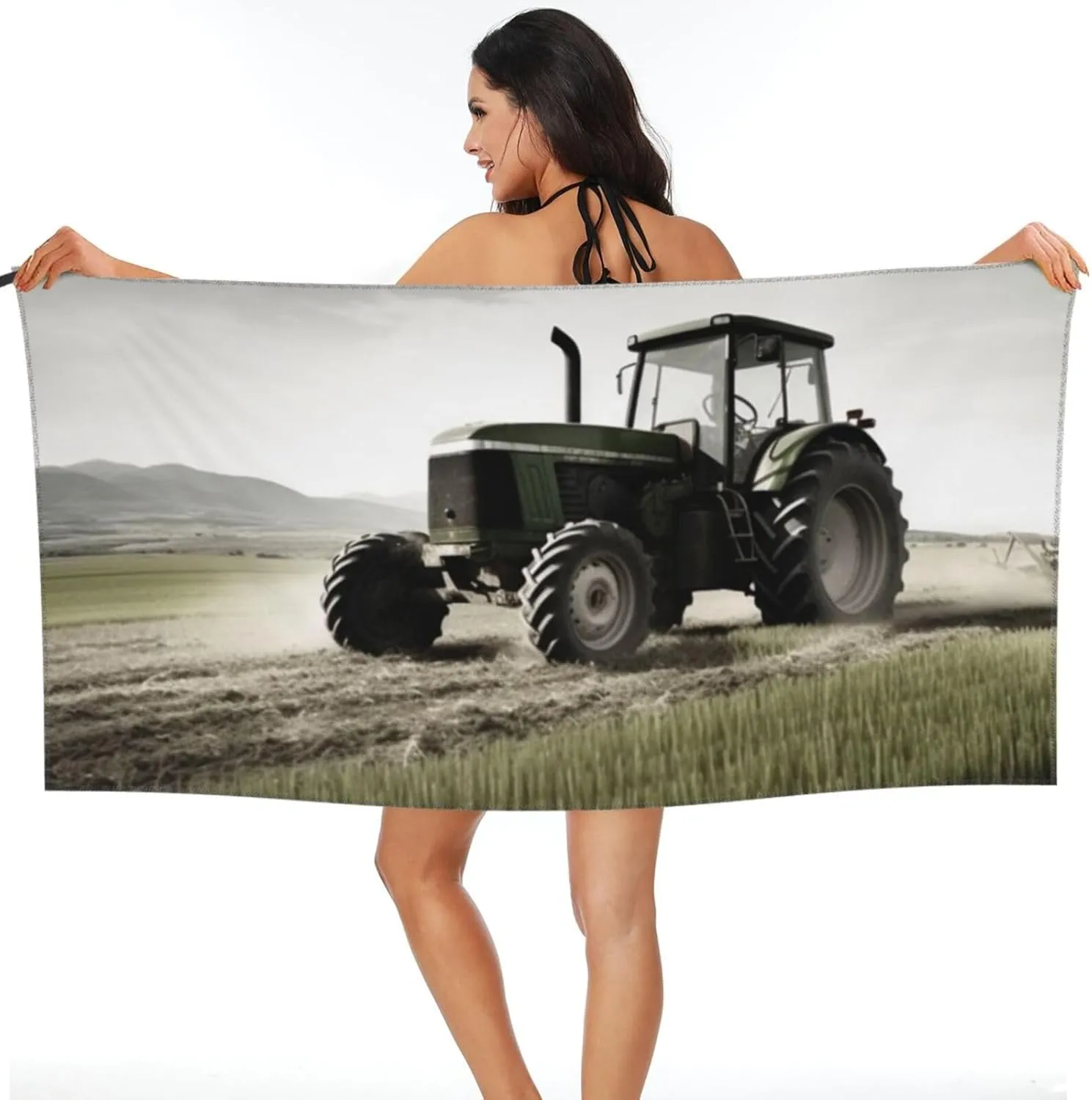 Tractor Agriculture Tranquil Beach Towel Sand Free Fast Drying Microfiber Travel Towel for Women Men Super Absorbent Camping Towels Soft Compact Gym Towel for Swimming Hiking 27.5"x55"