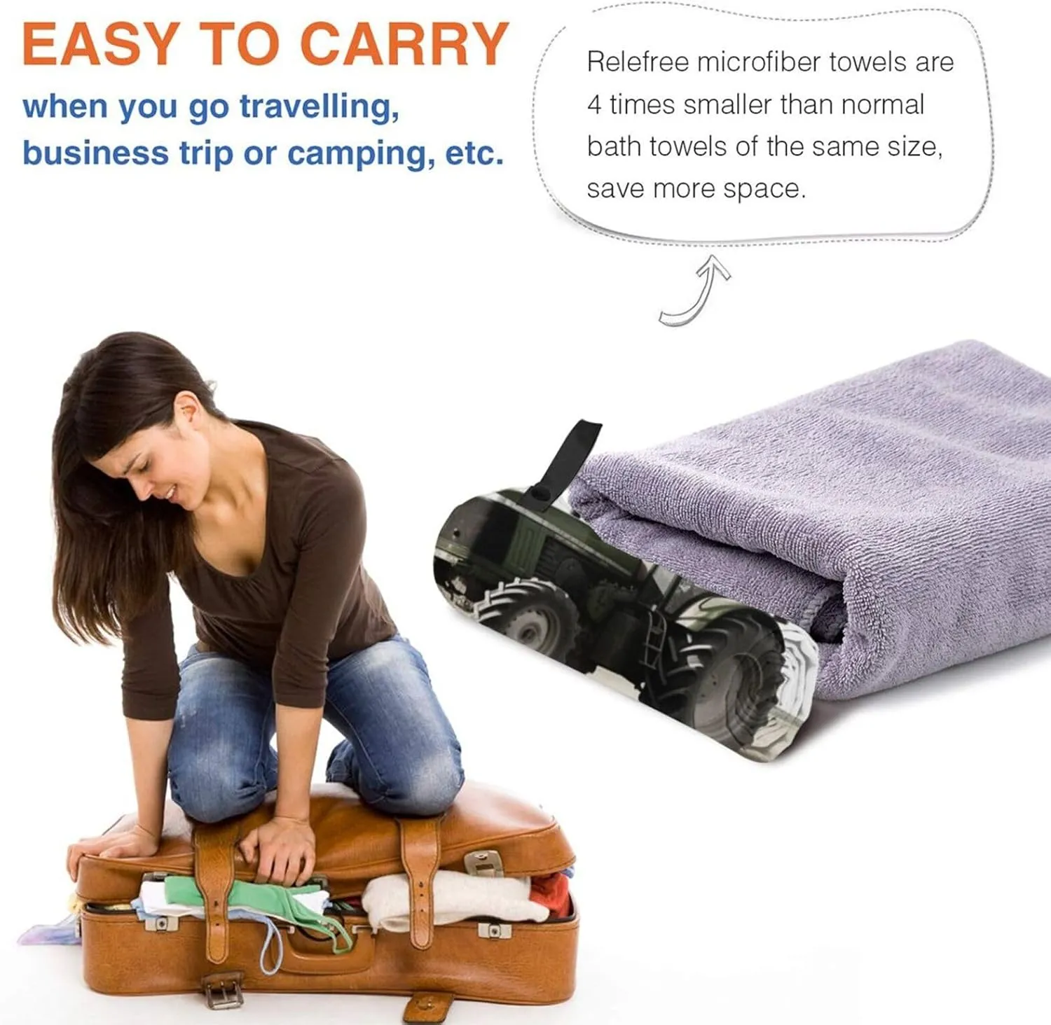 Tractor Agriculture Tranquil Beach Towel Sand Free Fast Drying Microfiber Travel Towel for Women Men Super Absorbent Camping Towels Soft Compact Gym Towel for Swimming Hiking 27.5"x55"