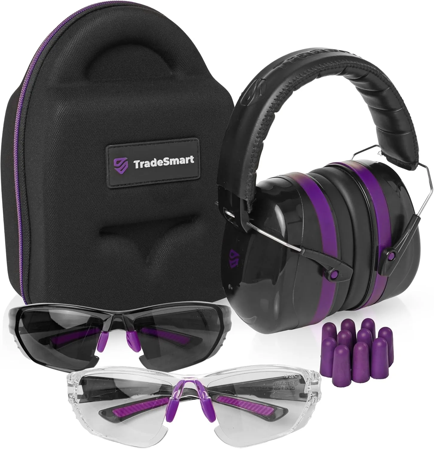 TradeSmart All-in-One Shooting Ear Protection - Comfort  NRR 28 Earmuffs, Glasses & Earplugs   Carry Case