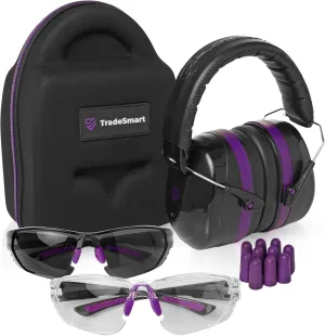 TradeSmart All-in-One Shooting Ear Protection - Comfort  NRR 28 Earmuffs, Glasses & Earplugs   Carry Case
