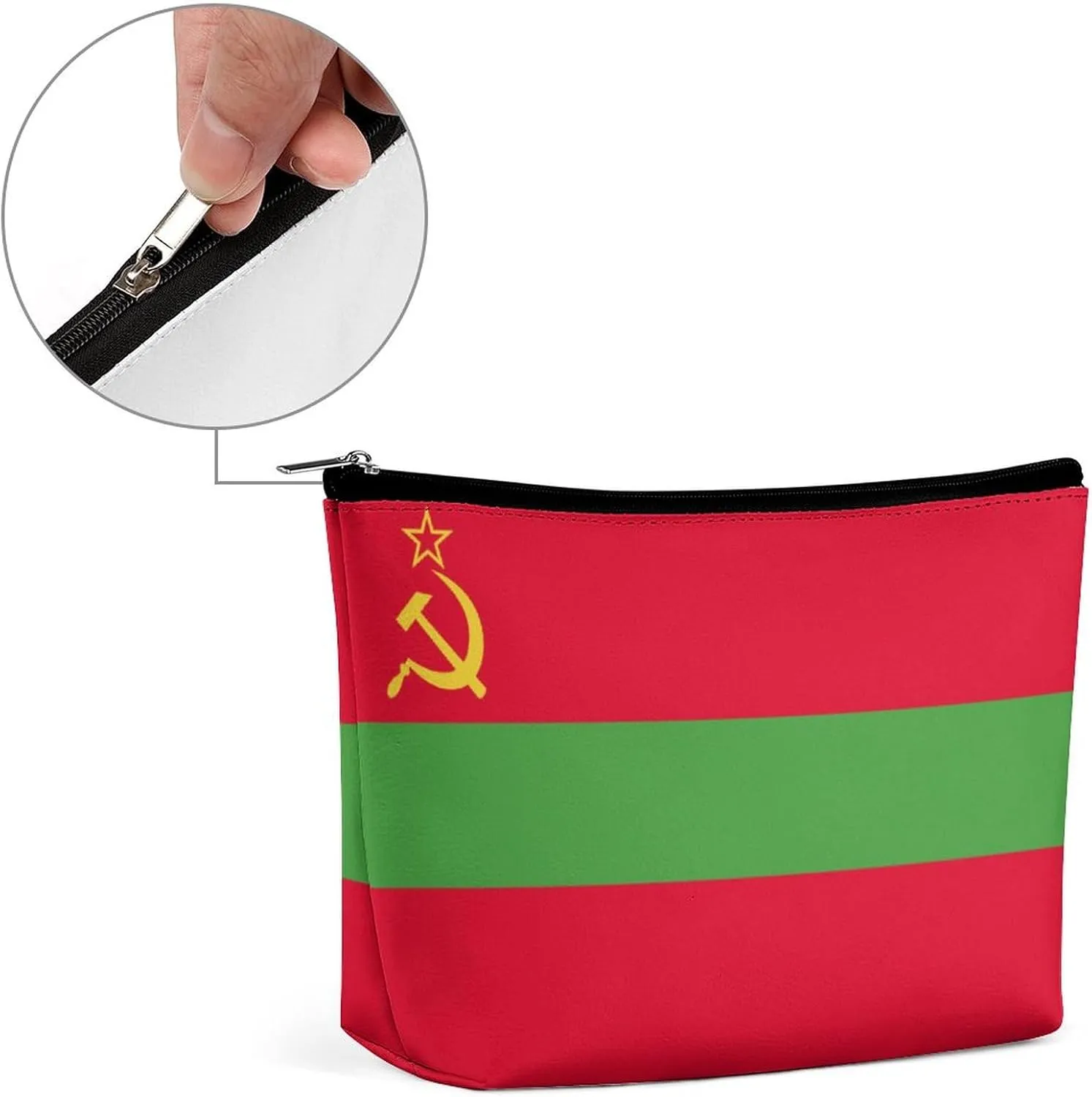 Transnistria Flag Portable Makeup Bag Zipper Cosmetic Pouch Organizer for Women Girls
