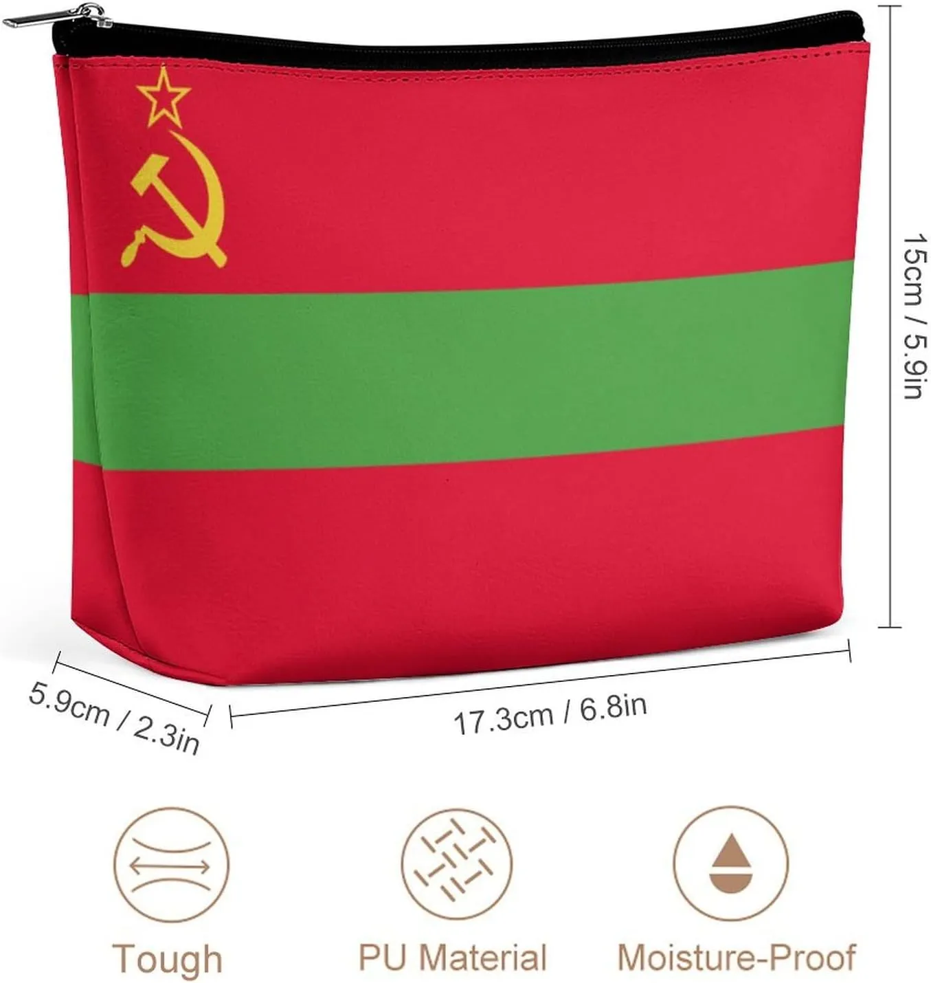 Transnistria Flag Portable Makeup Bag Zipper Cosmetic Pouch Organizer for Women Girls