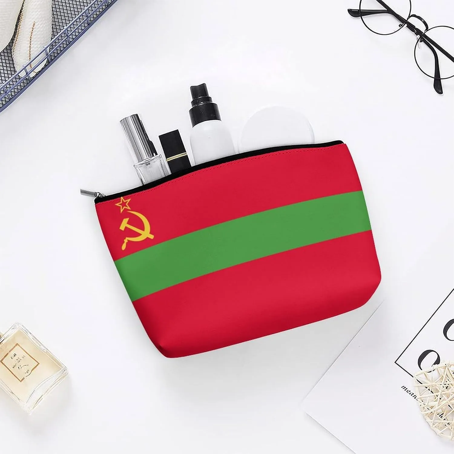 Transnistria Flag Portable Makeup Bag Zipper Cosmetic Pouch Organizer for Women Girls