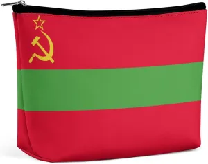 Transnistria Flag Portable Makeup Bag Zipper Cosmetic Pouch Organizer for Women Girls