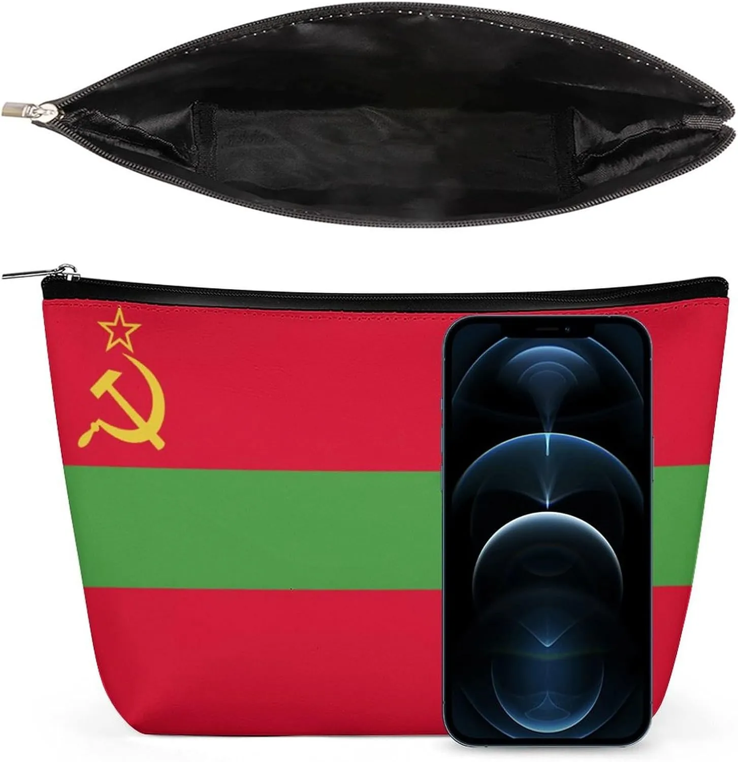 Transnistria Flag Portable Makeup Bag Zipper Cosmetic Pouch Organizer for Women Girls