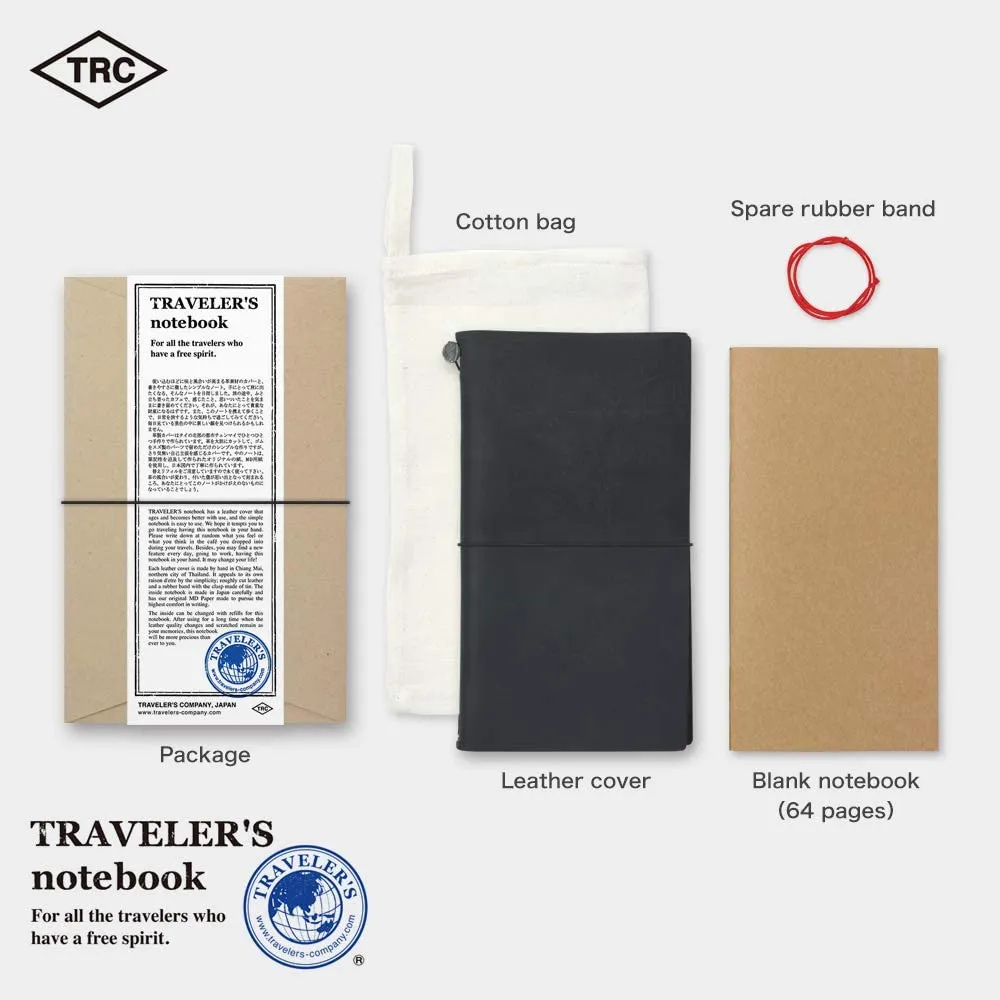 Traveler's Company Traveler's Notebook Starter Kit - Black Leather - Regular Size