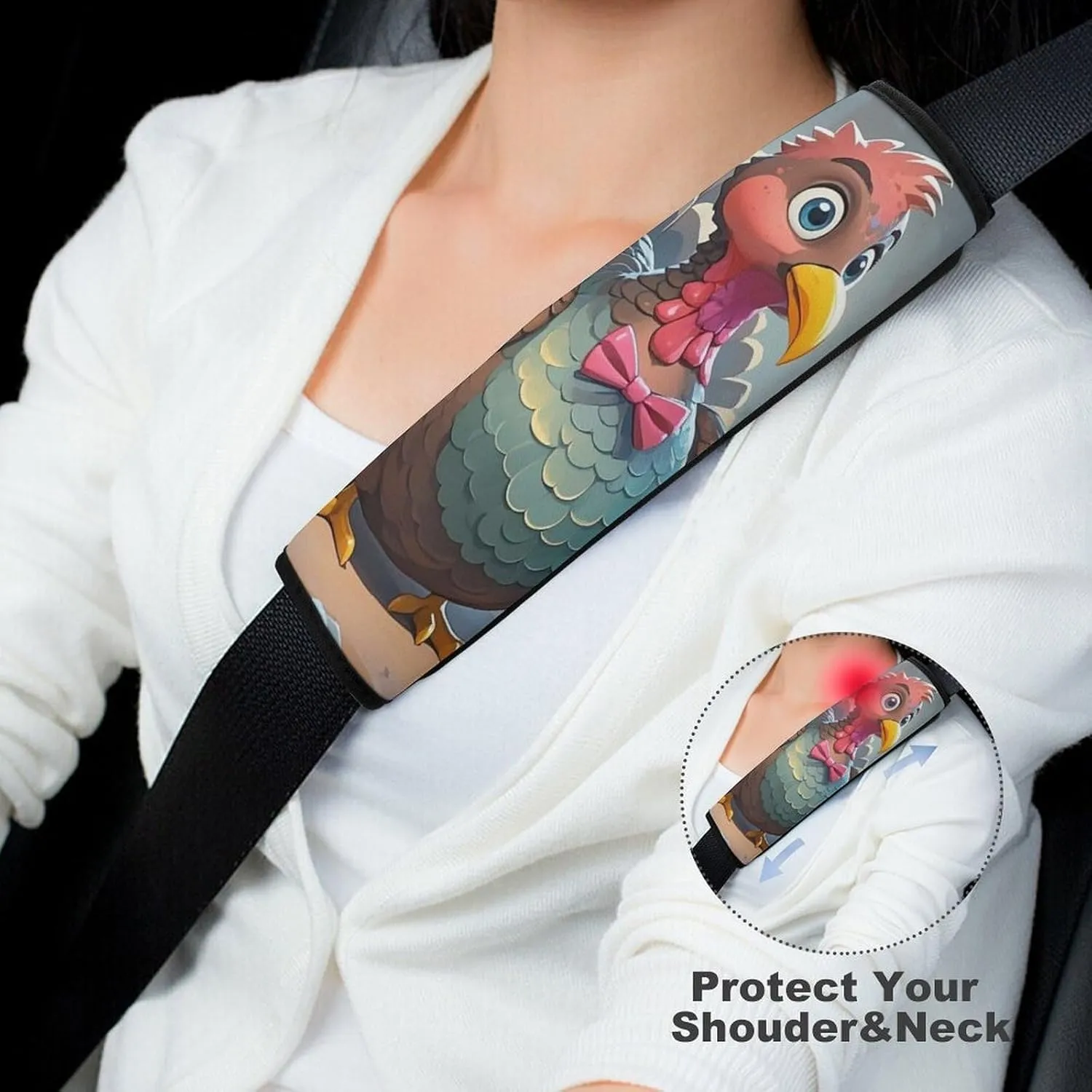 Turkey Decoration Auto Seat Belt Cover 2PCS Universal Car Seat Belt Shoulder Protector Pad, Protect Your Shoulders and Neck for Car Seat Belt, Shoulder Bag, Backpack