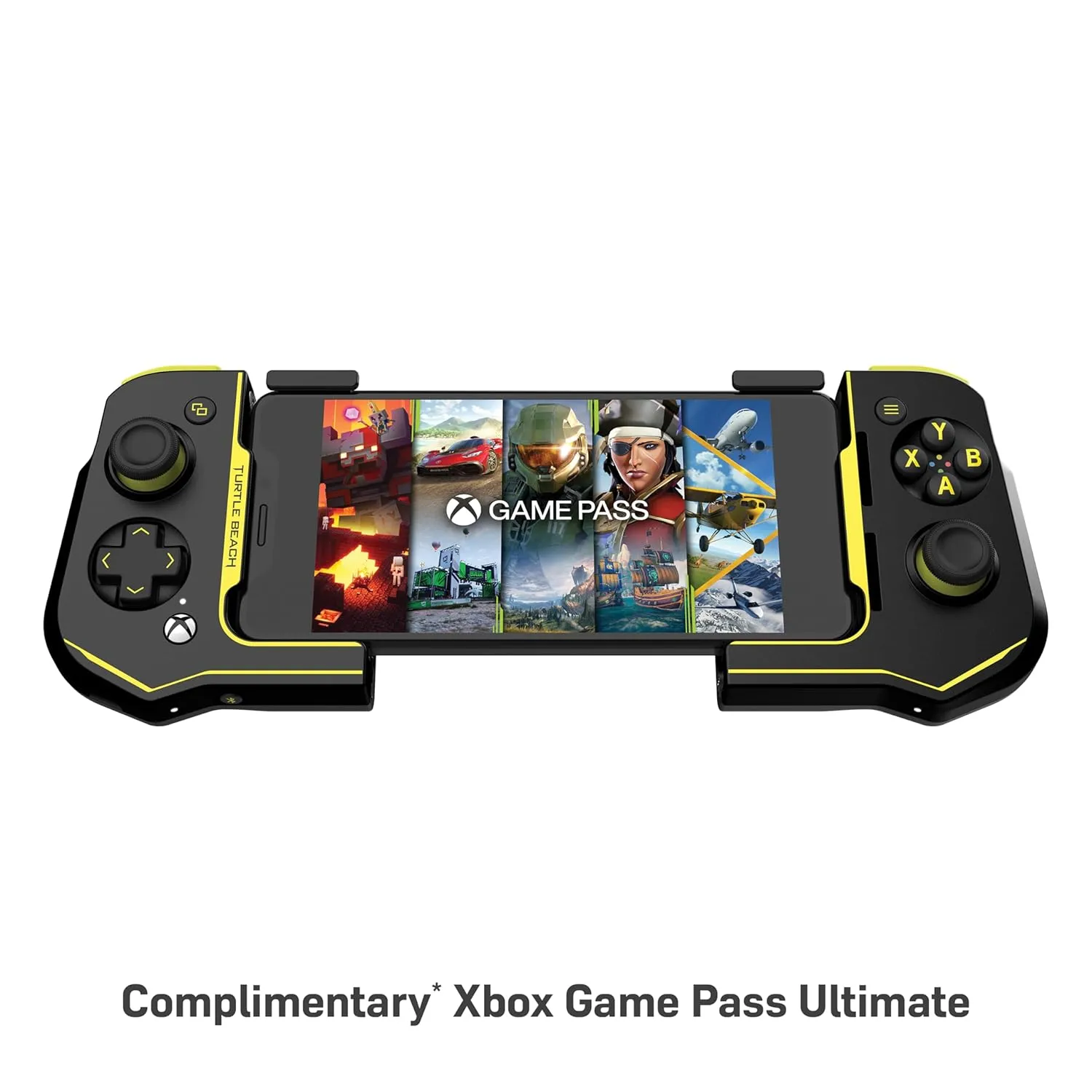 Turtle Beach Atom Mobile Game Controller with Bluetooth for Cloud Gaming on Xbox Game Pass with Android Mobile Devices - Compact Shape & Console Style Controls – Black/Yellow