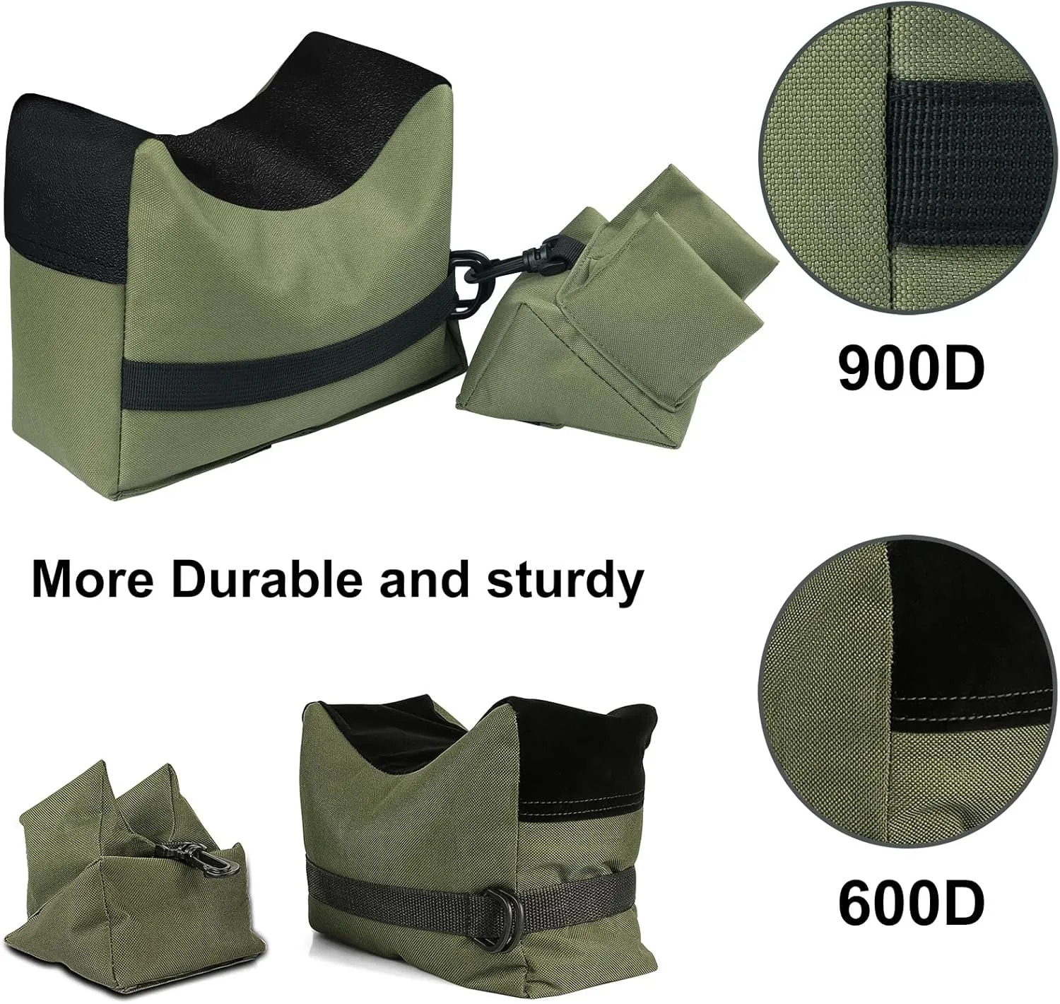 Twod 900D Oxford Outdoor Shooting Rest Bags Rest Front & Rear Support SandBag Stand Holders with 900 Denier Polyester Durable Construction and Water Resistance for Rifle Hunting- Unfilled