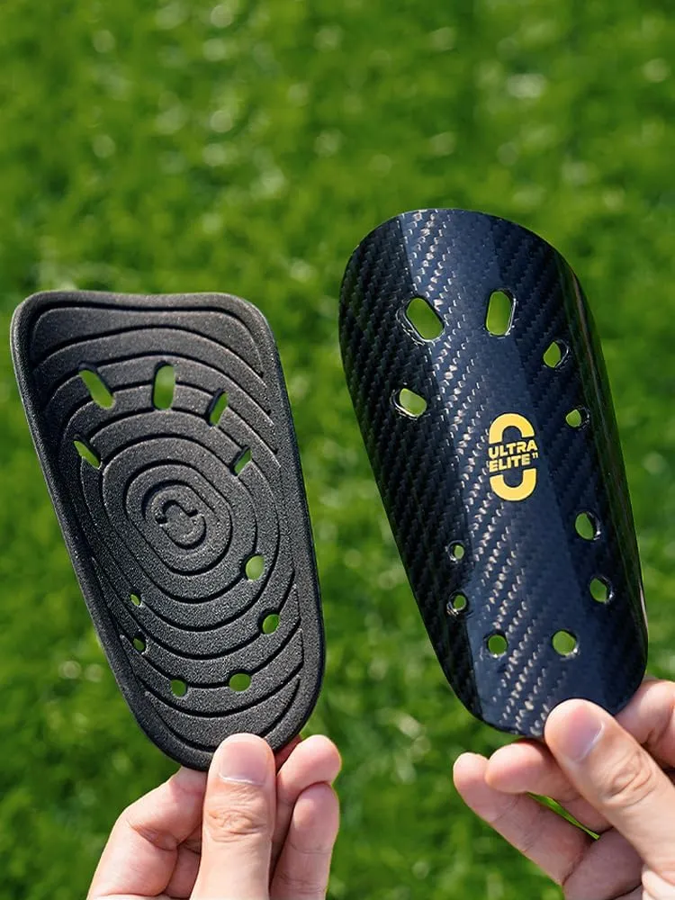 Ultra Elite Carbon Fiber Soccer Shin Guards - Lightweight, Breathable, and Anti-Impact Leg Protection for Kids and Adults - Includes Storage Case - Ideal for Boys, Girls, Men, and Youth