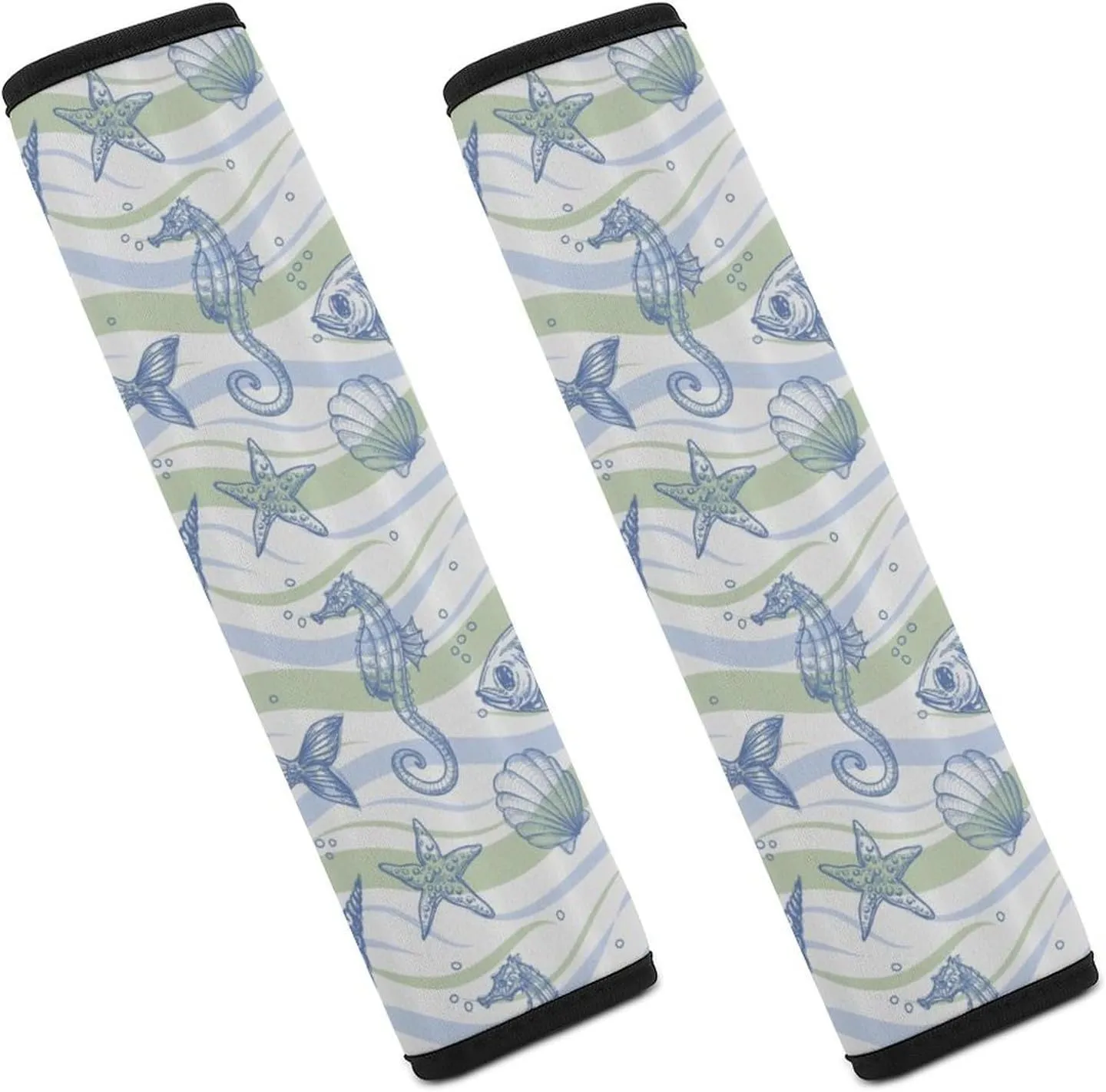 Underwater Shell Starfish Sea Horse Fashion Car Seat Belt Cover Pad for Shoulder Bag Camera Soft Comfort Accessories 2PCS