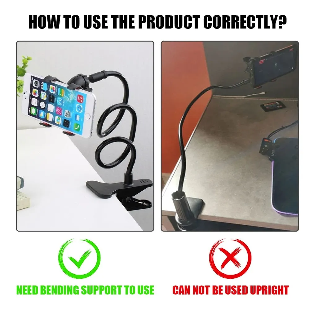 Universal 360° Phone Holder Flexible Clip Mobile Cell Phone Holder Lazy Bed Desktop Mount Stand Adjustable Support Base Bracket
