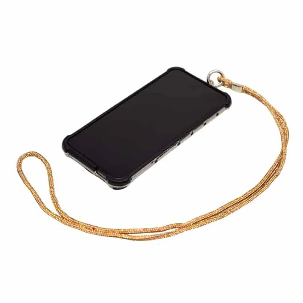 Universal Cell Phone Diamond Lanyard Compatible with all smart phone - 1x Diamond Nylon Neck Strap, 1x Diamond Wrist Strap(20cm) - Gold