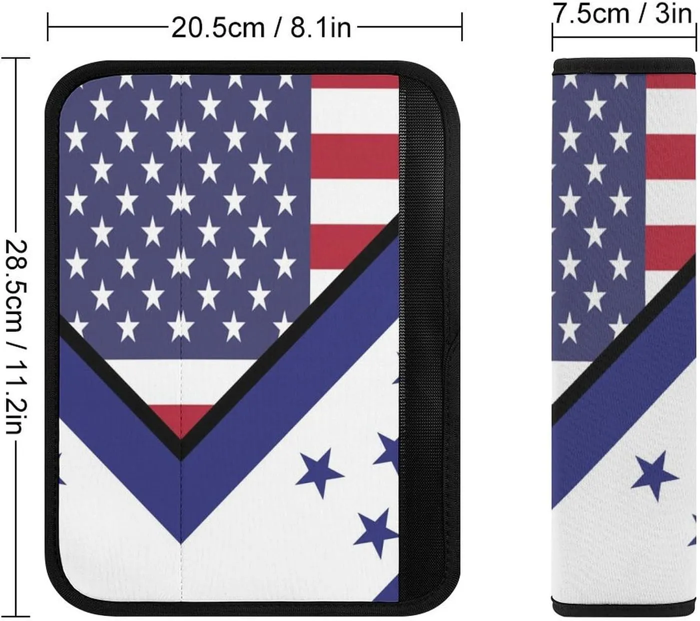 U.S. and Honduras Flag Fashion Car Seat Belt Cover Pad for Shoulder Bag Camera Soft Comfort Accessories 2PCS