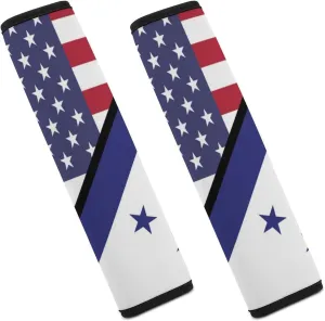 U.S. and Honduras Flag Fashion Car Seat Belt Cover Pad for Shoulder Bag Camera Soft Comfort Accessories 2PCS