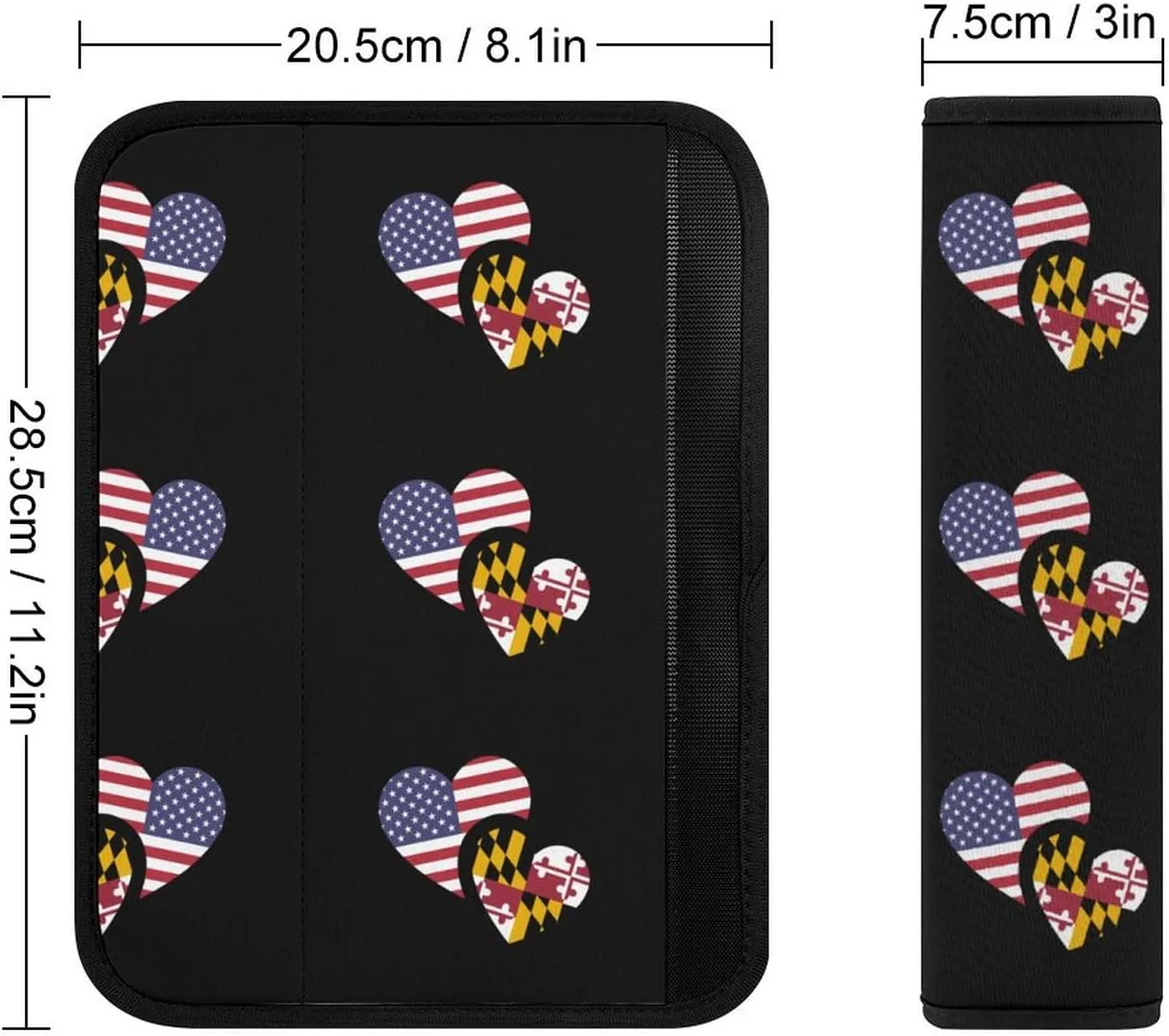 U.S. Maryland Flag Fashion Car Seat Belt Cover Pad for Shoulder Bag Camera Soft Comfort Accessories 1PCS