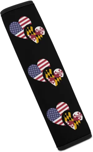 U.S. Maryland Flag Fashion Car Seat Belt Cover Pad for Shoulder Bag Camera Soft Comfort Accessories 1PCS