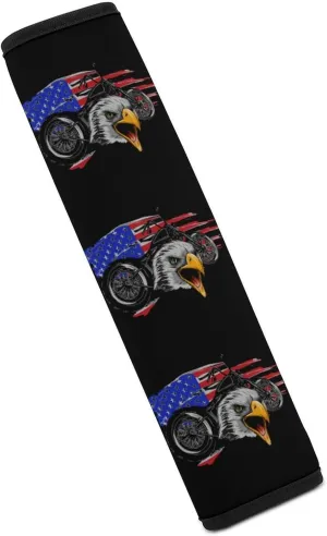 U.S. Motorcross Flag with Bald Eagle Fashion Car Seat Belt Cover Pad for Shoulder Bag Camera Soft Comfort Accessories 1PCS