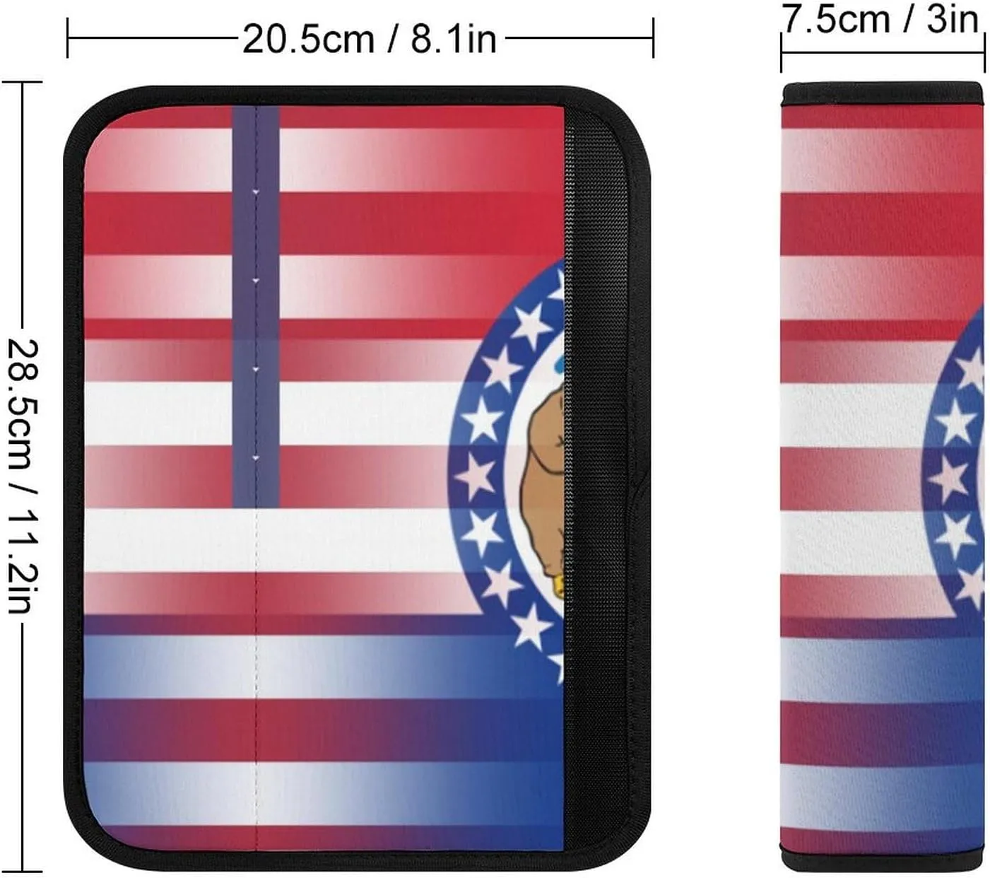 U.S.A Missouri State Flag Fashion Car Seat Belt Cover Pad for Shoulder Bag Camera Soft Comfort Accessories 1PCS