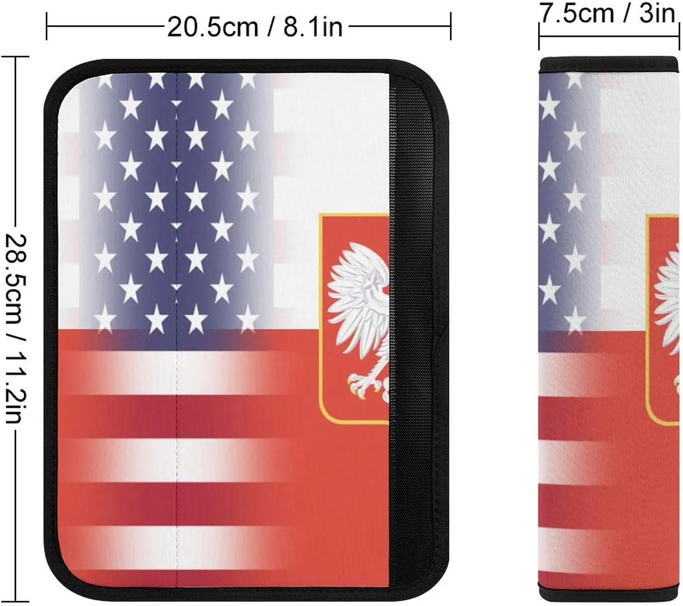U.S.A. Poland Eagle Flag Fashion Car Seat Belt Cover Pad for Shoulder Bag Camera Soft Comfort Accessories 1PCS
