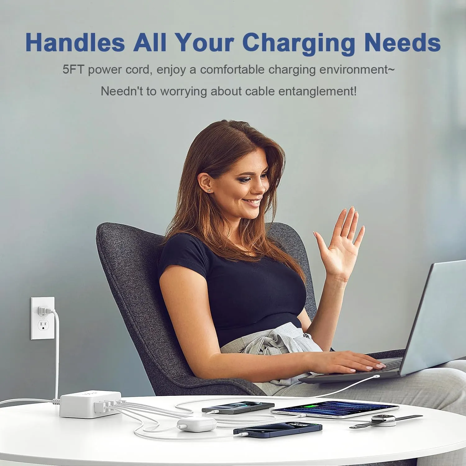 USB C Fast Charger,100W GaN 6 Port Type USB C Charging Station Hub Block USB C Wall Charger Power Strip Adapter Plug Cube Brick USB C USB A for iPad Air/Pro,iPhone 16 15 14 13 12 11 Pro Max,Galaxy S24
