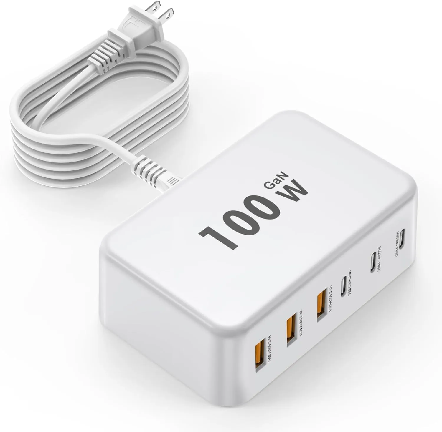 USB C Fast Charger,100W GaN 6 Port Type USB C Charging Station Hub Block USB C Wall Charger Power Strip Adapter Plug Cube Brick USB C USB A for iPad Air/Pro,iPhone 16 15 14 13 12 11 Pro Max,Galaxy S24