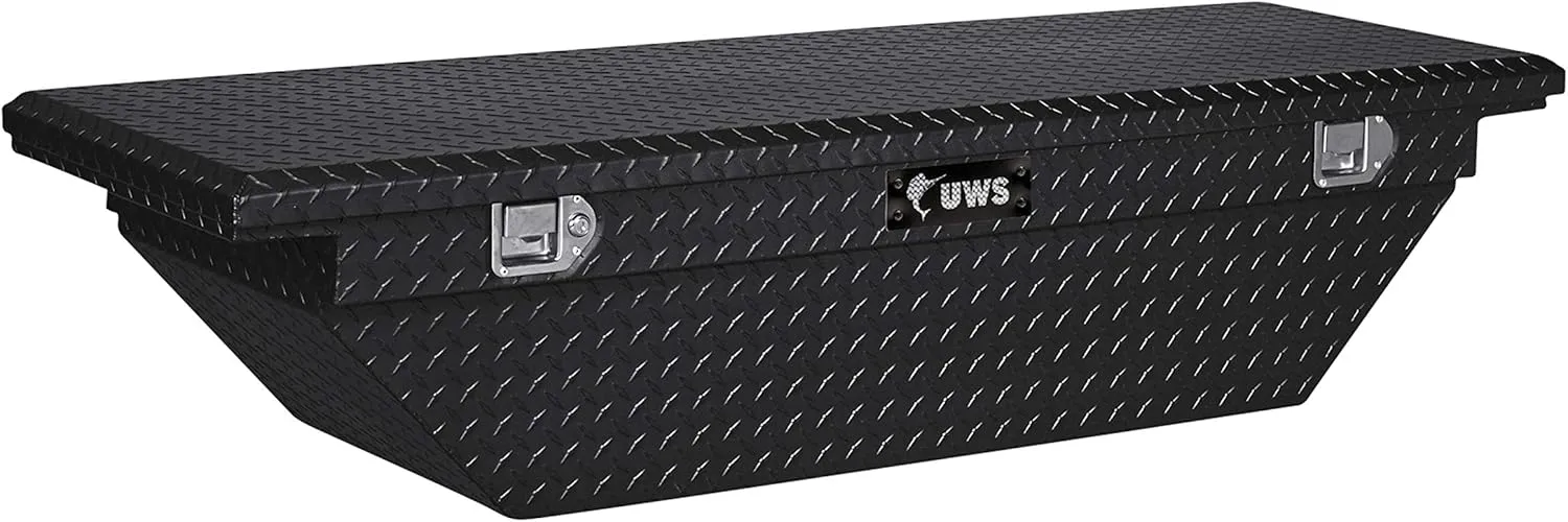 UWS TBS-60-A-LP-BLK Black Angled Single Lid Low Profile Aluminum Toolbox with Beveled Insulated Lid