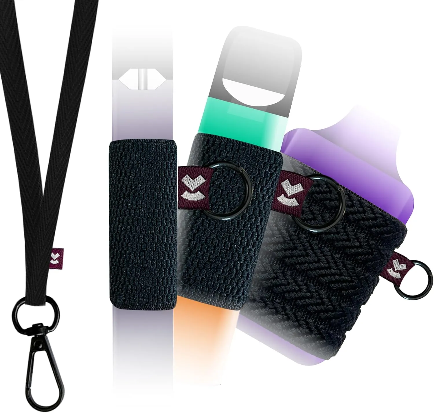 Vape Holder, Perfect Fit, Lanyard and Wristband, High-Strength Elastic Holder, 1 Pcs Elastic Holder (Lanyard, Slim Black, Small)