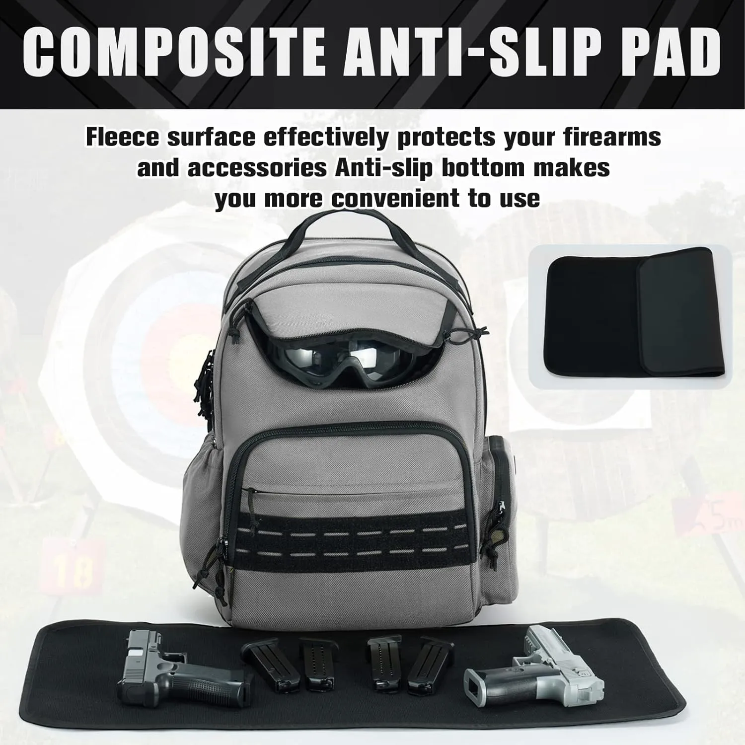 VEAGIA Range Backpack Pistol Range Bag For Handguns And Ammo Gun Cases Pistol Bags With Lockable Explosion-Proof Zippers