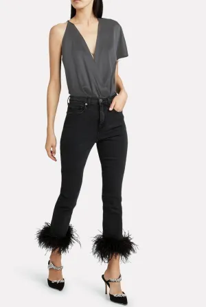 VERONICA BEARD
Kareena Feather-Trimmed Skinny Jeans